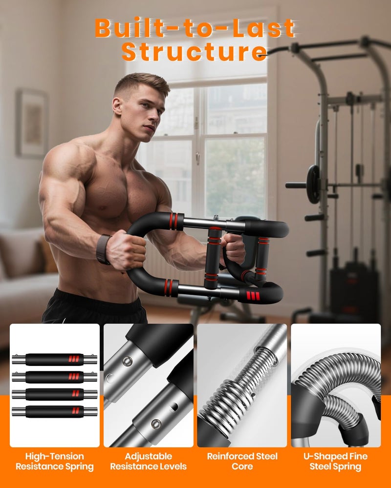 Fuelion Upgraded Twister Arm Trainer, Adjustable Chest Workout Equipment, Portable Arm Exerciser for Upper Body Strength Training, Detachable Power Twister Bar for Home Gym Fitness (Red 30-130 lbs) - Image 5