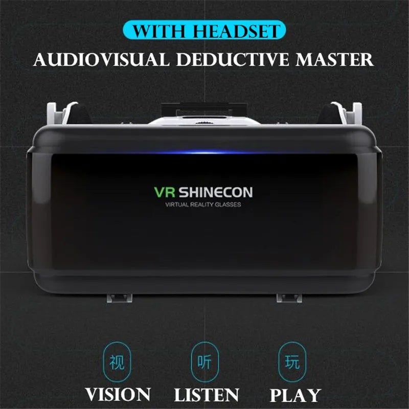 VR SHINECON Virtual Reality VR Glasses Imax Huge Screen 3D Glasses Google Cardboard Box VR Helmet for 4.5-6.53" Phone,Support Game Joysticks, G06 VR-052 Gamepad - Image 4
