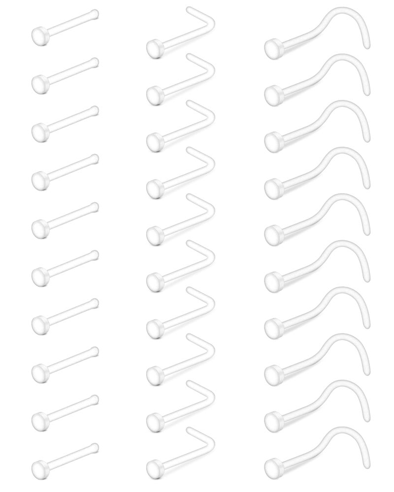 Mayhoop 38pcs Clear Piercing Retainers for Surgery Bioflex Nose Rings Belly Rings Septum Eyebrow Lip Cartilage Tragus Earring Retainer Industrial Bar Plastic Piercing Jewelry for Work - Image 1