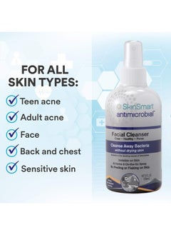 SkinSmart Antimicrobial SkinSmart Facial Cleanser for Acne, Targets Bacteria for Active Teenage Athletes Post Workout and Adult Acne, 8 oz Spray Bottle, Safe for Multiple Daily Uses  - Image 3