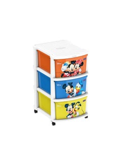 Cosmoplast Disney Mickey & Friends Boys Multipurpose Storage Cabinet 3 Drawers with Wheels 