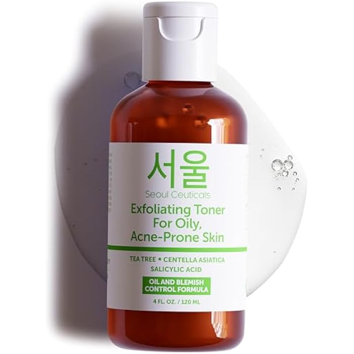 SeoulCeuticals Korean Toner for Oily Acne Prone Skin – Korean Skin Care Tea Tree Toner for Face – Facial Toner Centella Asiatica, Salicylic Acid. 4 FL OZ - Image 1