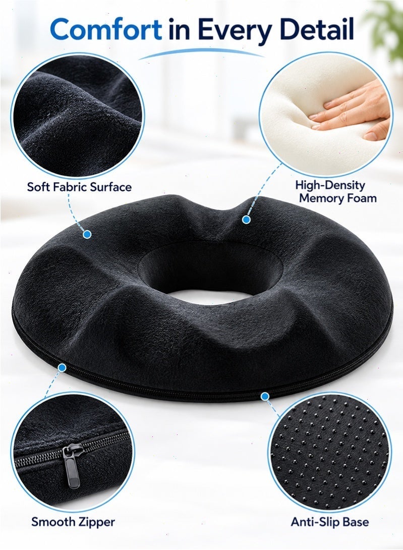 Topyich Memory Foam Donut Seat Cushion, Non-Slip Coccyx Pain Relief Cushion for Office, Car, Home & Wheelchair - Image 4