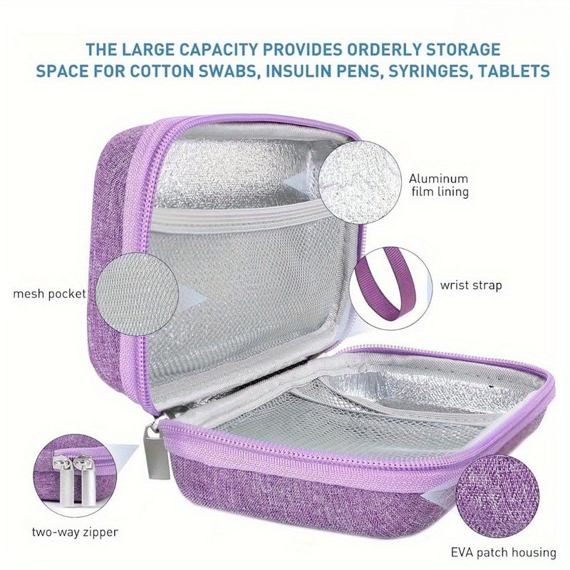Insulated Insulin Cooling Travel Case With 2 Ice Packs Black EVA Storage Bag Secure Zipper And Pen Slot Diabetes Medicine Organizer - Image 4