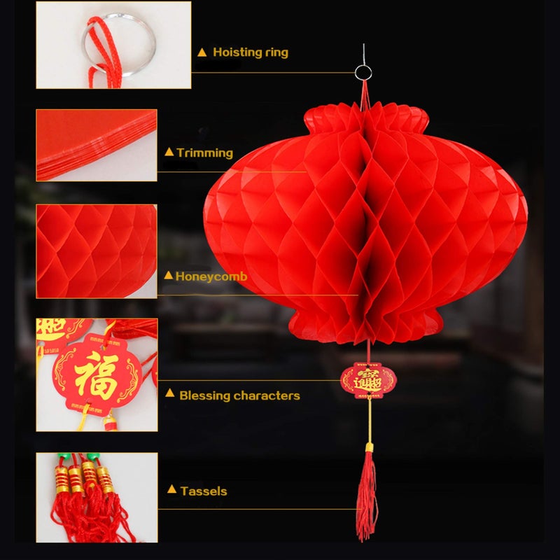 panlen 20 Pack 7.9" Chinese Red Lanterns for New Year Decoration, 2026 Horse Year Spring Festival, Mini Hanging Red Lanterns for Traditional Spring Festival, Lunar New Year, Party Wedding Restaurant - Image 3