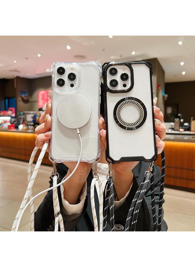 S-TOP Case For iPhone 13 Pro Max Traveler Crossbody Lanyard MagSafe Four-corner TPU Clear Phone Case - Image 3