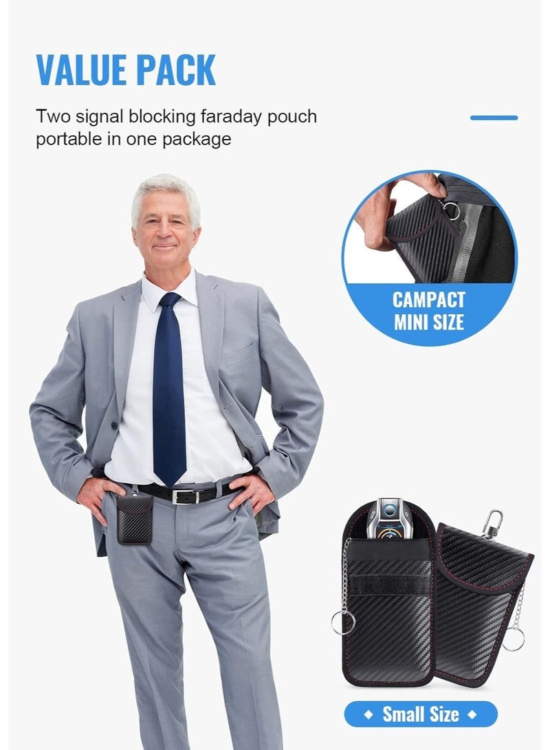 حقيبة فاراداي لKeys السيارة، حقيبة فاراداي، حامل حاجز إشارة RFID للسيارة، حامي جراب المفتاح، قفص جراب المفتاح لحجب الإشارة مضاد للاختلاس (2 قطعة) - Image 3