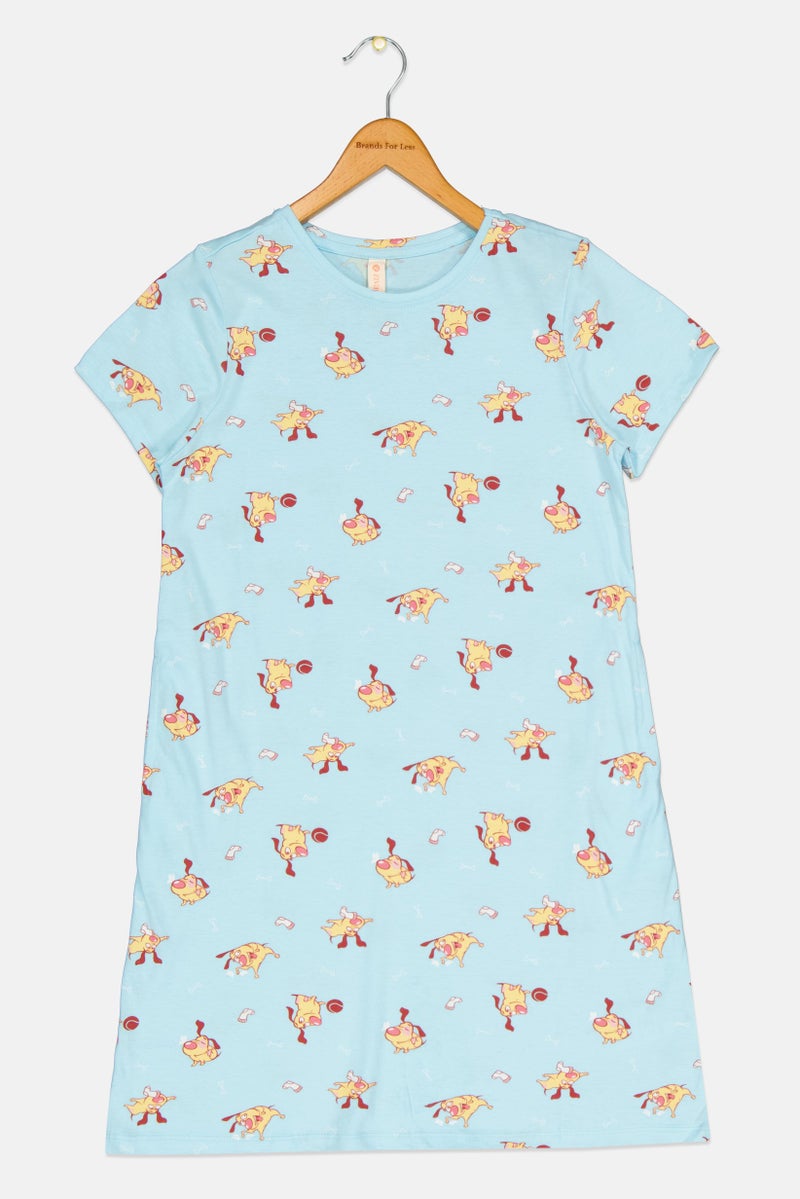 zivame فستان نوم قصير الأكمام بنقشة شاملة للفتيات الصغيرات، متعدد الألوان - Image 1