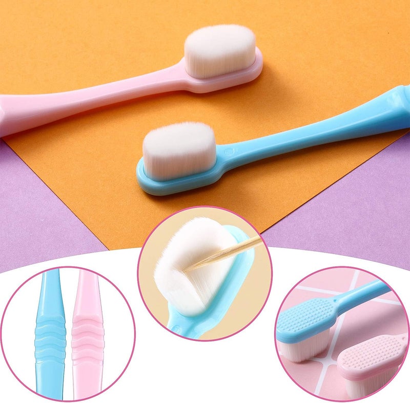 BOAO 4 Pieces Soft Bristle Toothbrush Nano Toothbrush Ultra Soft Toothbrush Manual Toothbrush with 20,000 Bristles for Sensitive Teeth and Gum Adult Kid Children (Pink, Blue, Black, White) - Image 3