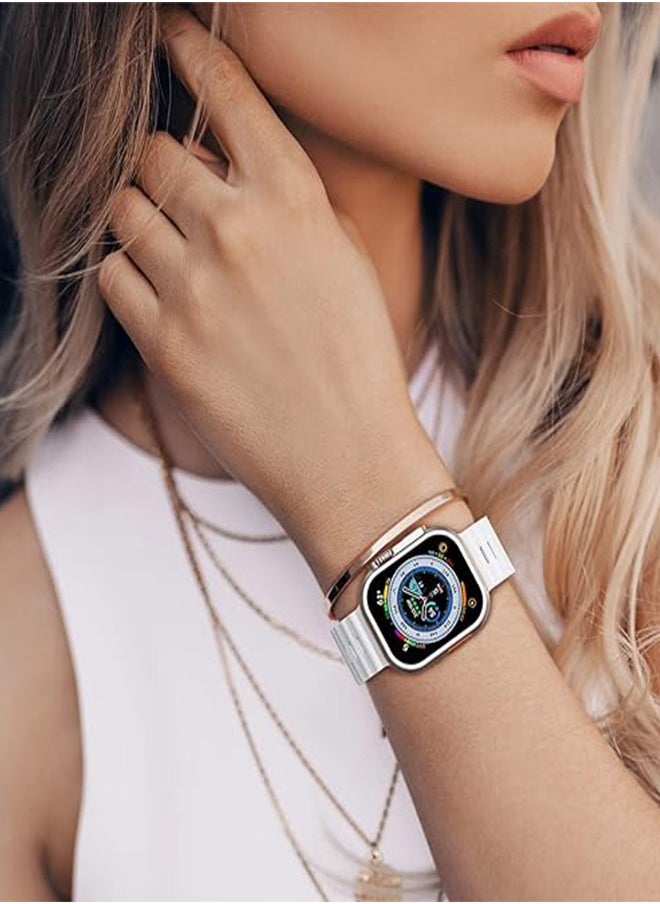Generic Ultra Strap Compatible with Apple Watch Strap 49mm 45mm 44mm 42mm, Soft Loop Silicone Straps with Buckle Designed for Apple Watch Ultra Series 8 7 SE 6 5 4 3 2 1 - White  - Image 4