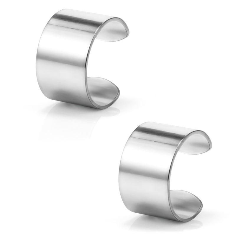 Ruifan Stainless Steel Ear Cuff Non piercing Fake Clip-on Cartilage Earring Set Women Men 6pcs - Silver - Image 3