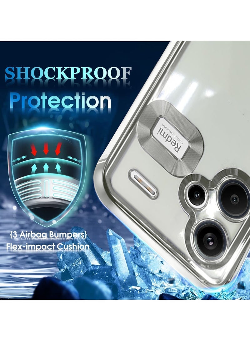 دبليو تيك غطاء حماية هجين من البولي كربونات الفاخر مضاد للصدمات لهاتف Xiaomi Redmi Note 13 Pro+ 5G 2023 / Xiaomi Redmi Note 13 Pro Plus 5G 2023 شفاف/فضي - Image 3