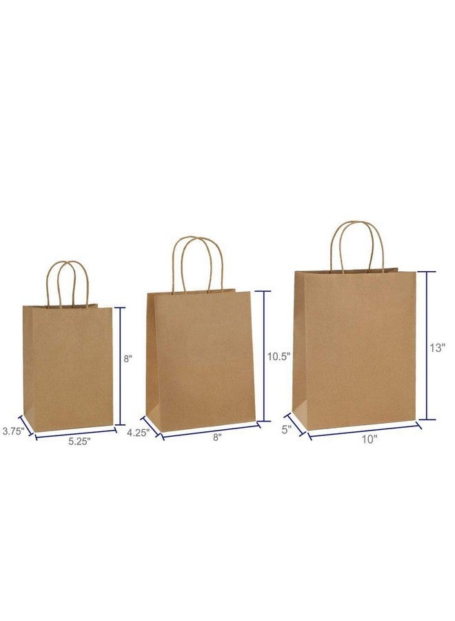 BagDream Kraft Paper Bags 5x3x8, 8x4.25x10.5, 10x5x13 - 25 Pcs Each, Gift Bags with Handles, Recyclable, Undecorated, Multi-Use - Image 1