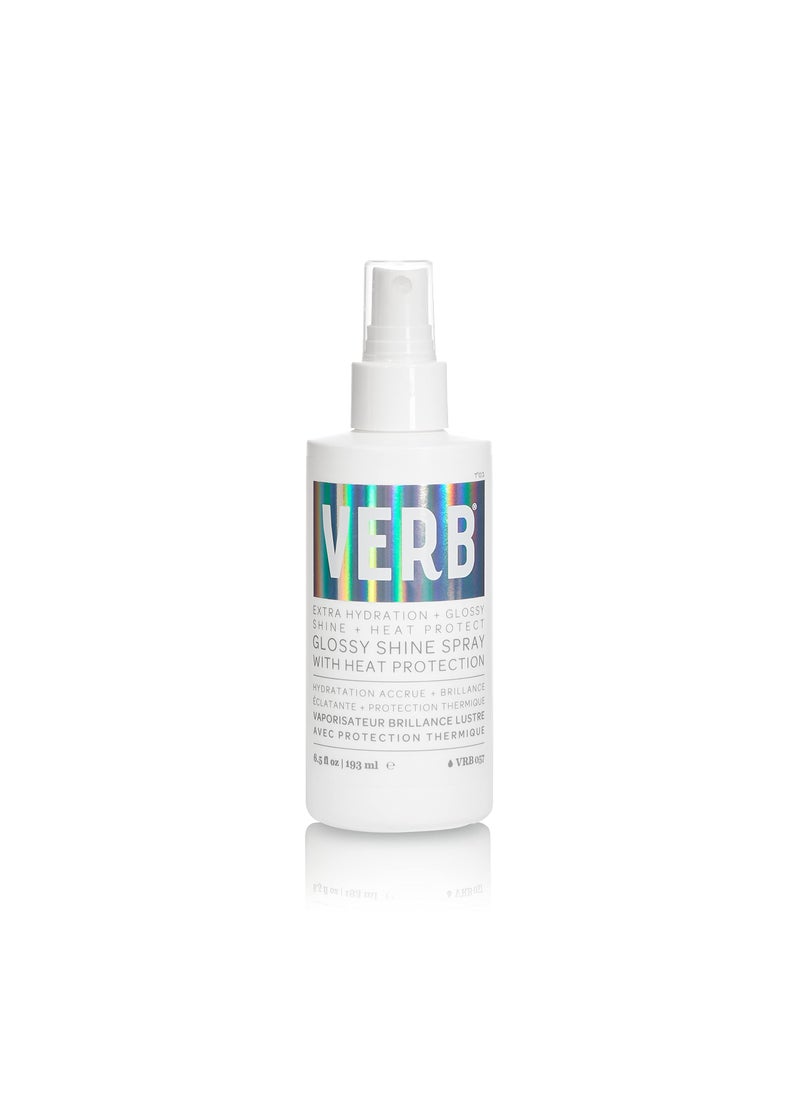 verb VERB Glossy Shine Spray with Heat Protection - Vegan Paraben Free Moisturizing Hair Spray without Harmful Sulfates for All Hair Types - Adds High Shine and Primes for Styling, 6.5 fl oz 