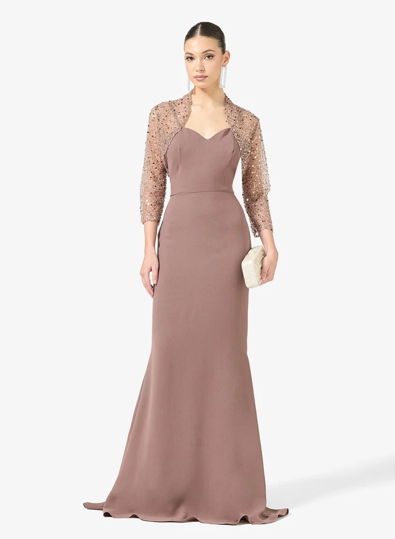 Namshi x  Embellished Sleeve Sweetheart Neckline A Line Dress for Women | Best Price UAE