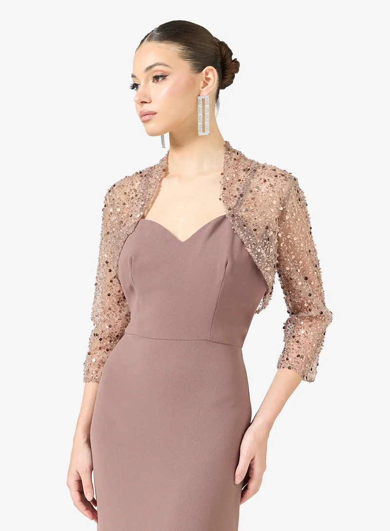 Namshi x  Embellished Sleeve Sweetheart Neckline A Line Dress for Women | Best Price UAE