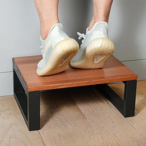 Carpentray One Step Stool for Adults 6.5" - Wooden Step Stools for Bed - 200lbs Safety Stepping Stool Bathroom Aid for Handicap, Elderly, Seniors, Kid, Bathtub, High Beds, Kitchens (Brown) - Image 1