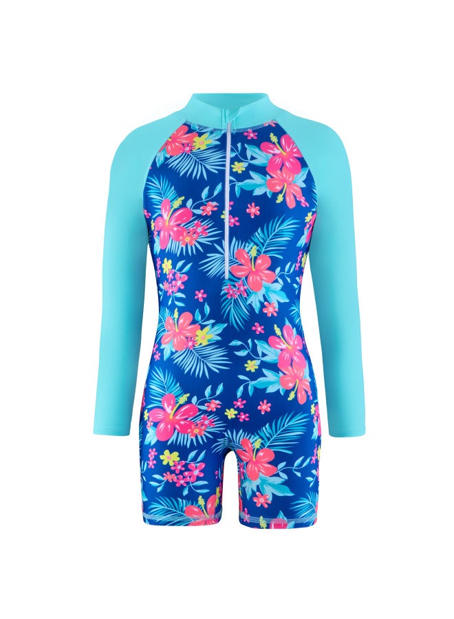 Children's Swimwear Girls' Long-sleeved Swimwear Unicorn Girls' Sunscreen Suit Big Children's Water Sports Quick-drying Swimwear-Color:YY316- - Image 1