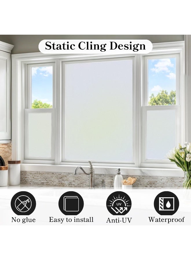 DUOFIRE Privacy Window Film Frosted Glass Film Matte White Static Cling Glass Film No Glue AntiUV Window Sticker Non Adhesive for Privacy Office Meeting Room Bathroom Living Room DS001W 174x787in - Image 5