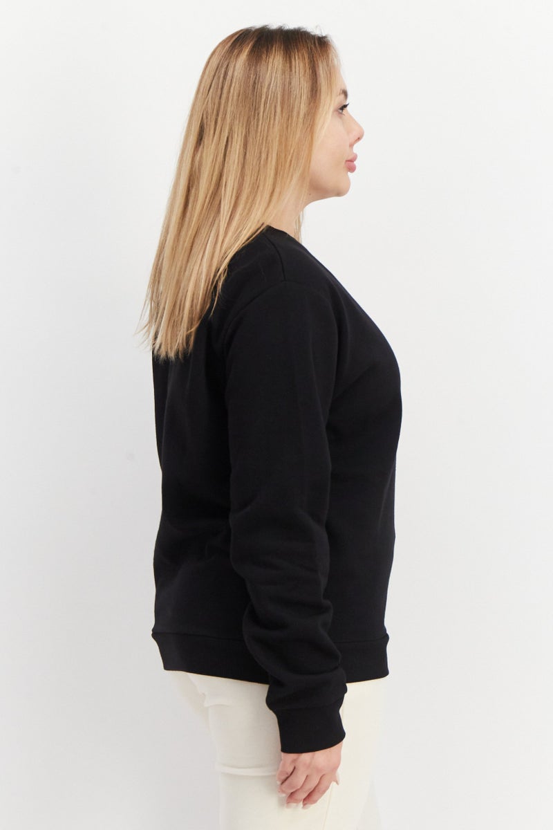 Ellesse Women Crew Neck Long Sleeve Brand Logo Sweatshirt, Black - Image 2