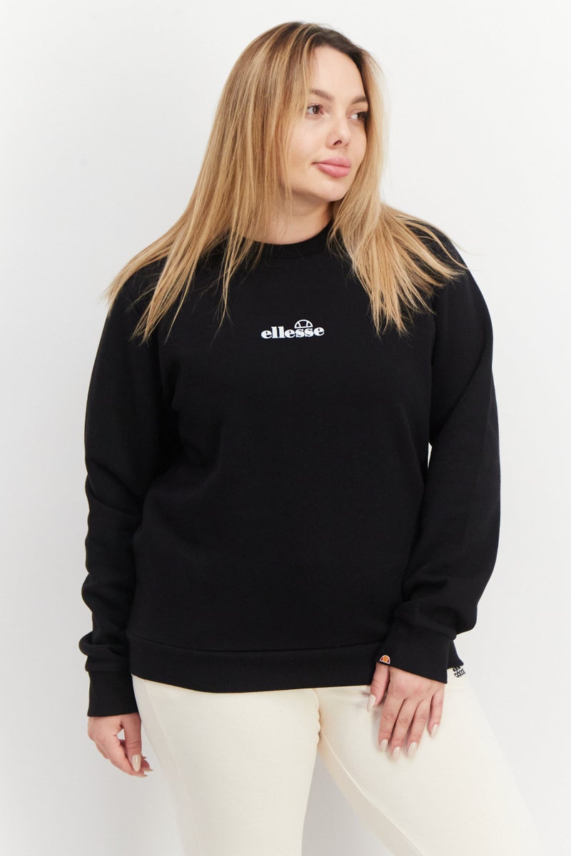 Ellesse Women Crew Neck Long Sleeve Brand Logo Sweatshirt, Black - Image 1