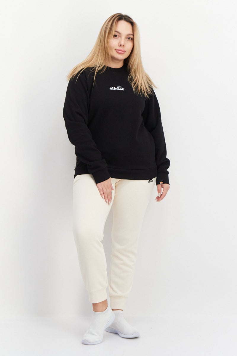 Ellesse Women Crew Neck Long Sleeve Brand Logo Sweatshirt, Black - Image 4