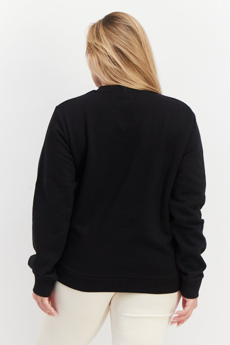 Ellesse Women Crew Neck Long Sleeve Brand Logo Sweatshirt, Black - Image 3