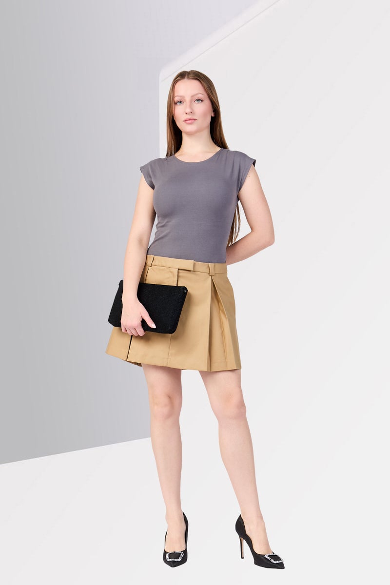 GANT Women Pleated Mini Skirt, Dark Khaki - Image 4
