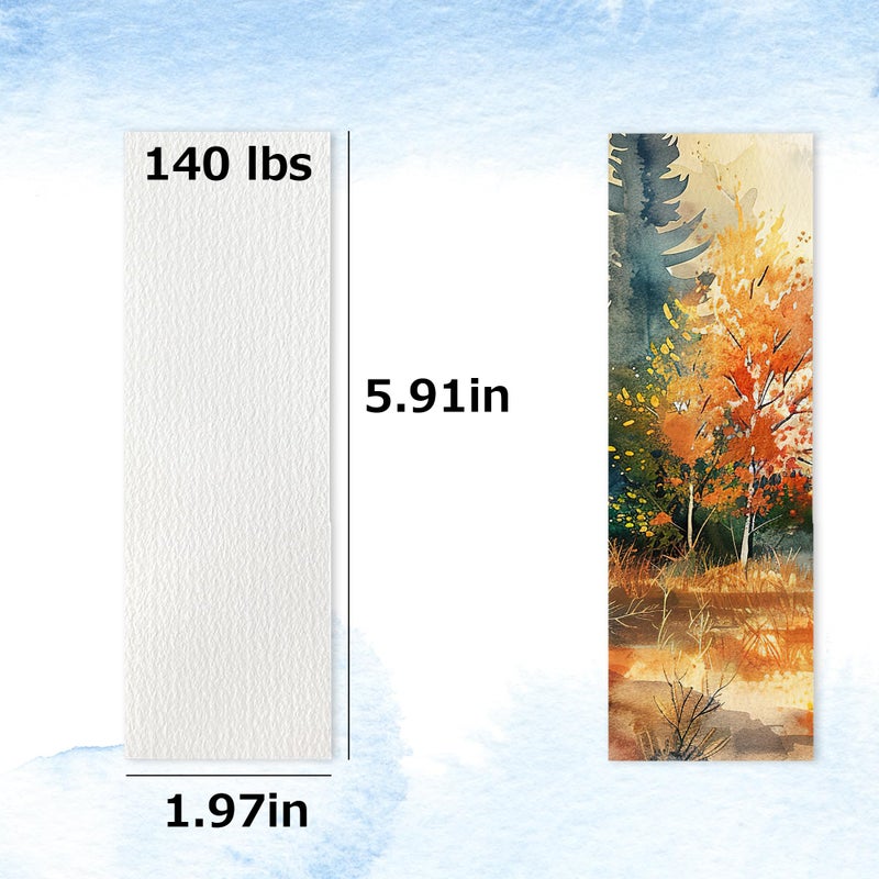 LUFEEMGA 30 PCS Watercolor Paper Blank Bookmarks 1.9" x 5.9", White 140lb Heavyweight Watercolor Paper Cards Bulk for Kids Student Wet,Dry & Mixed Media - Image 2