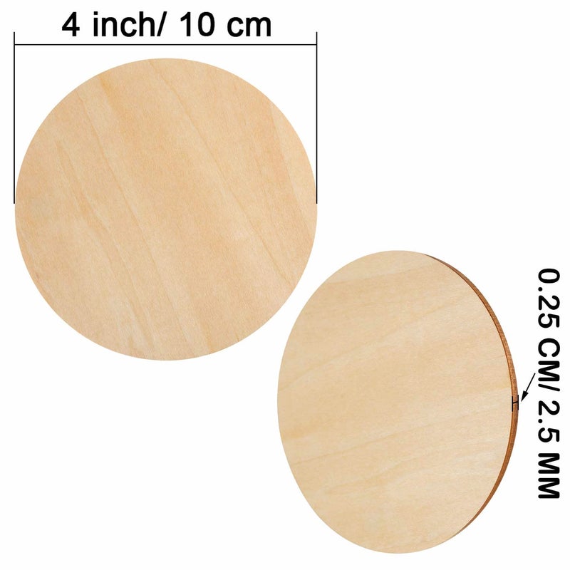 GrabSmart Combo (12+12) MDF Art Craft Coaster 4" Inch Square + Round Shape Coasters Plain Wood Blank Cutouts for Tea Coffee Christmas Painting Slice Resin Mandala Arts Work | Thickness:2.5 mm  - Image 2
