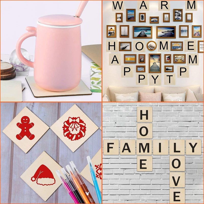 GrabSmart Combo (12+12) MDF Art Craft Coaster 4" Inch Square + Round Shape Coasters Plain Wood Blank Cutouts for Tea Coffee Christmas Painting Slice Resin Mandala Arts Work | Thickness:2.5 mm  - Image 4