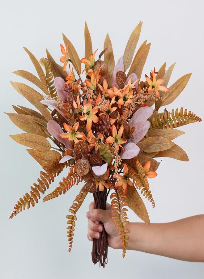 VIERENA Artificial Greenery Stems Box Set for Fall Decor (Pack of 70pcs) with 8 Kinds of Faux Plants and Fake Flowers for Autumn DIY Wedding Bouquet Table Centerpieces and Floral Arrangement (Brown & Orange) - Image 3