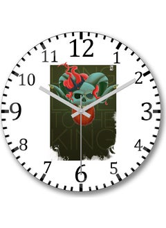 Print Shop Skull Litch Branca Wall Clock Domed Real Glass