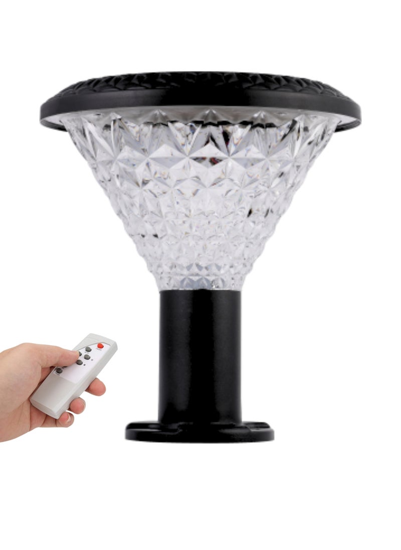 Vmax - Solar Garden Deck Lamp-30Cm-Black-Round, Remote-Controlled LED Outdoor Solar Lamp, 3000K(Warm)/4000K(Neutral)/6500K(Cool) White Light, 7500 MAh Battery, For Fence Garden Yard Deck Patio - Image 1