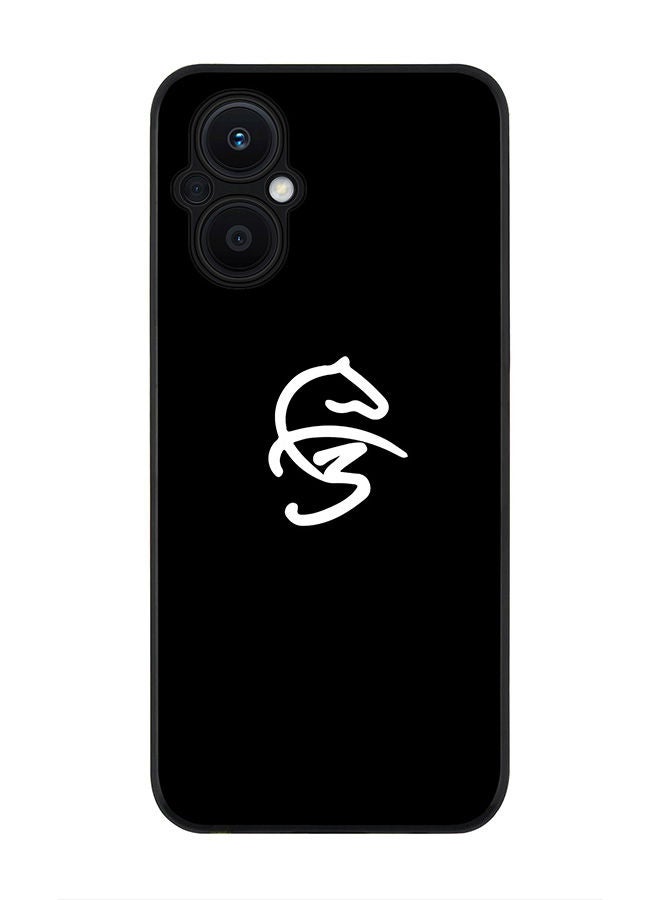 Stylizedd Rugged Black edge case for Oppo Reno7 Z  Slim fit Soft Case Flexible Rubber Edges Anti Drop TPU Gel Thin Cover -  Faz3 Icon Black - Image 1