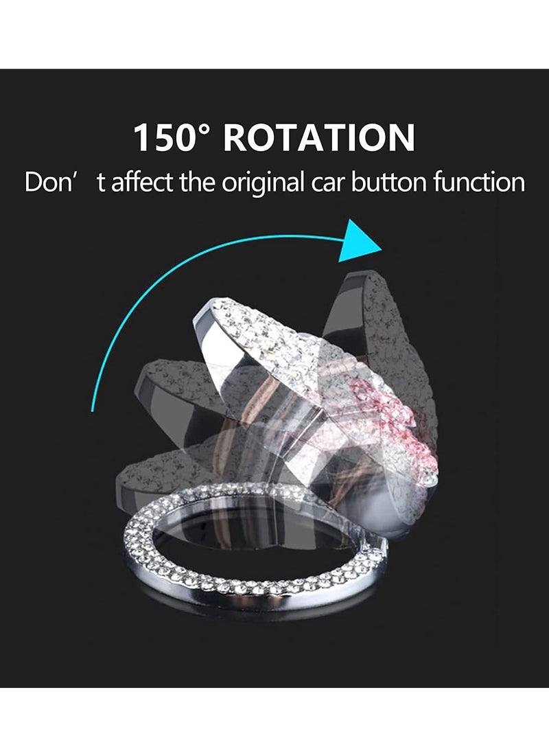 SYOSI Car C ute Push to Start bu tton Cover Accessories, Blue Crystal Rhinestones Car Engine Start Stop bu tton Cover, Bling Car Decoration Interior Sticker for Women Girl - Image 3