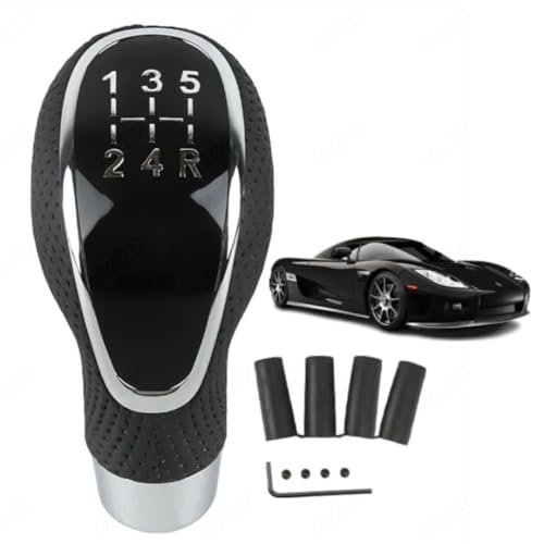 Medirich Lifesciences Sukichi® Car Gear Knob Stylish | 5 Speed Gear Shift Knob Universal | HyperNova Black and Chrome with 4 Adapters, Screws and Allen Key | gear lever knob for all manual cars and SUVs - Image 1