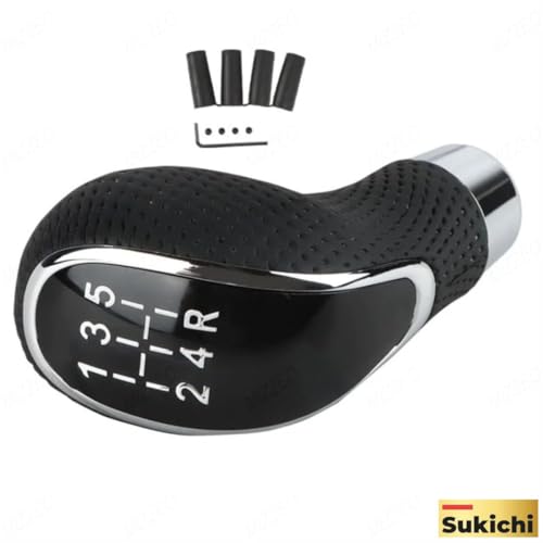 Medirich Lifesciences Sukichi® Car Gear Knob Stylish | 5 Speed Gear Shift Knob Universal | HyperNova Black and Chrome with 4 Adapters, Screws and Allen Key | gear lever knob for all manual cars and SUVs - Image 2