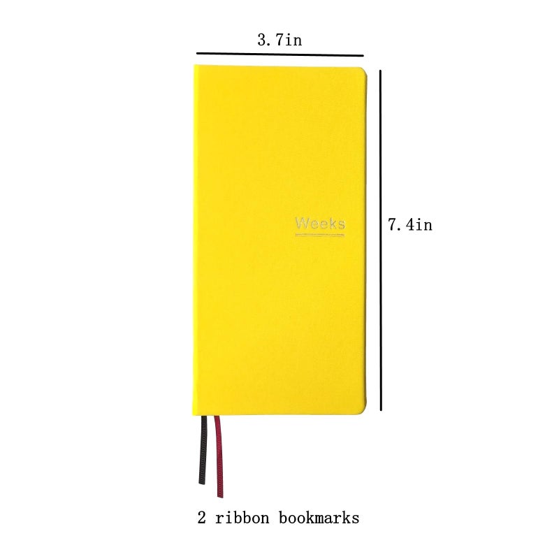 receip Undated Weekly Planner Notebook Pocket Organizer Appointment Book Journal Notebook A6 Week Plan Notepad (Yellow with cover) - Image 2