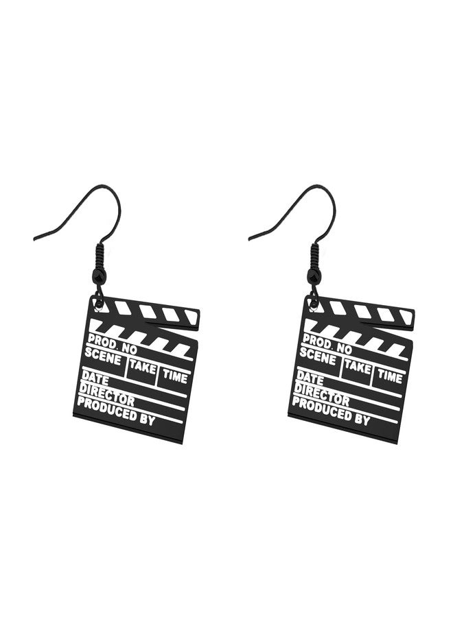 WUSUANED Black Movie Clapboard Earrings Movie Night Party Gift Director Gift Camera Action Gifts - Image 1