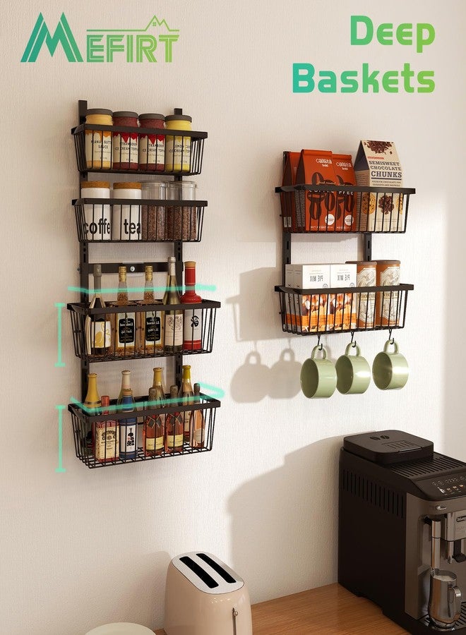 Mefirt 12 Inch Wide Narrow Over The Door Pantry Organizer, Pantry Organization and Storage, Black Metal Hanging Deep Basket Wall Spice Rack Seasoning Shelves, Home & Kitchen Essentials, Apartment - Image 5