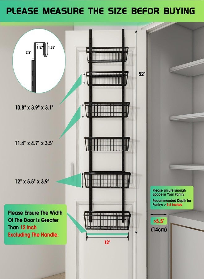 Mefirt 12 Inch Wide Narrow Over The Door Pantry Organizer, Pantry Organization and Storage, Black Metal Hanging Deep Basket Wall Spice Rack Seasoning Shelves, Home & Kitchen Essentials, Apartment - Image 2