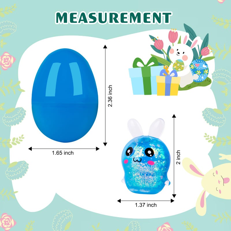 Howzcci 12 Pack Easter Bunny Stress Balls Toys Squishy Squeeze Toys Easter Basket Stuffers with 12 PCS Plastic Easter Eggs for Kids Girls Boys Party Favors Gifts - Image 5