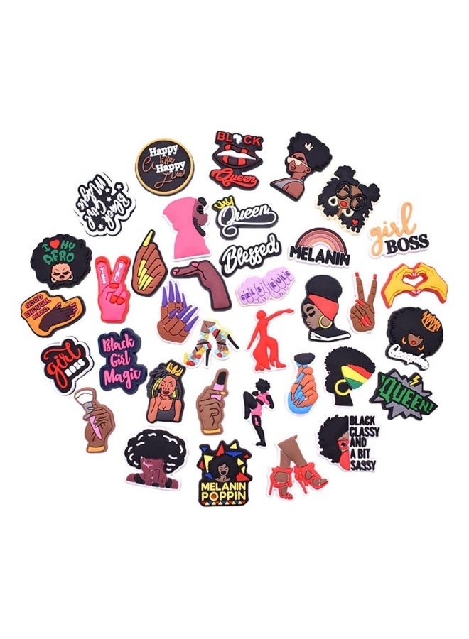 شذرات أحذية سحرية للنساء والفتيات السود - مجموعة من 36 قطعة بتصاميم للأحذية - Image 1