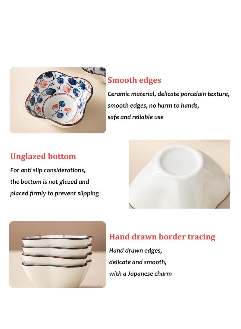 Zikra Ceramic Bowls Set of 4, Hand-Painted Ceramic Bowls,Ceramic Pinch Bowls, Small Snack Bowls for Tapas, Olive, Soy Sauce Dish, Dip Bowls, Ingredients 8.5cm*4cm - Image 4