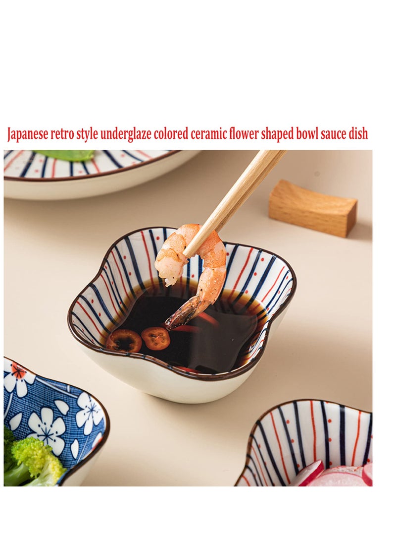 Zikra Ceramic Bowls Set of 4, Hand-Painted Ceramic Bowls,Ceramic Pinch Bowls, Small Snack Bowls for Tapas, Olive, Soy Sauce Dish, Dip Bowls, Ingredients 8.5cm*4cm - Image 5