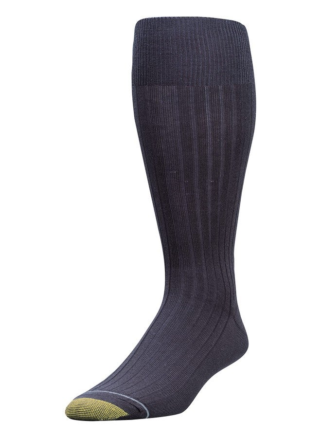 GOLDTOE Gold Toe Men's Canterbury Over-The-Calf Dress Socks, 3-Pairs, Navy, Large - Image 2