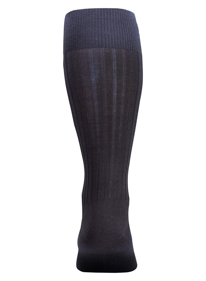 GOLDTOE Gold Toe Men's Canterbury Over-The-Calf Dress Socks, 3-Pairs, Navy, Large - Image 4