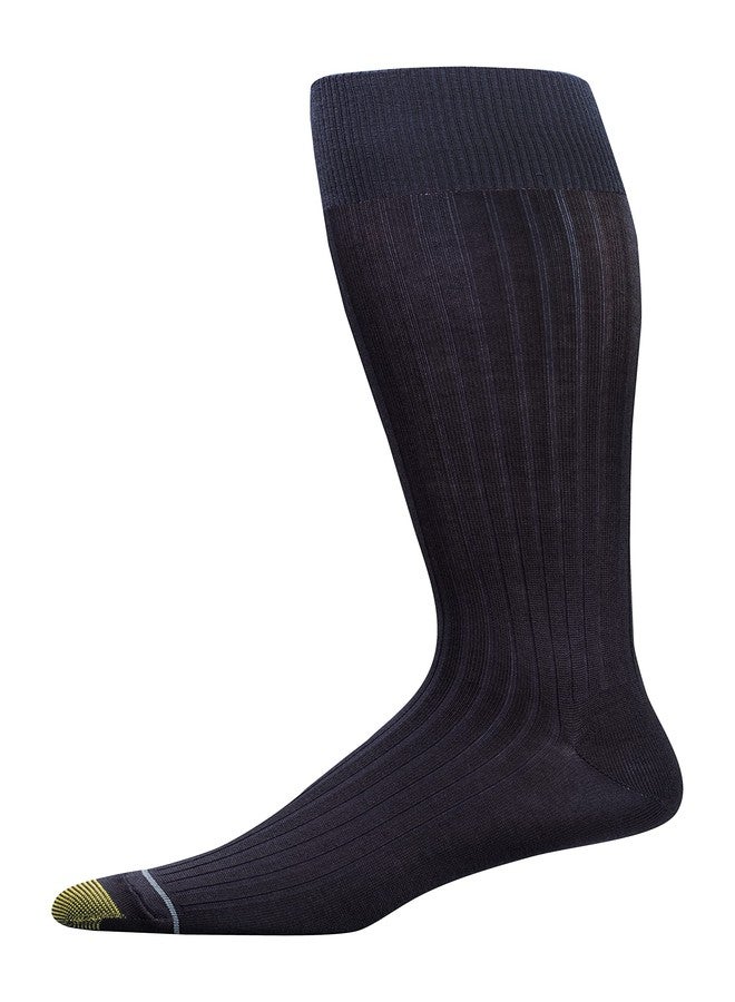 GOLDTOE Gold Toe Men's Canterbury Over-The-Calf Dress Socks, 3-Pairs, Navy, Large - Image 3