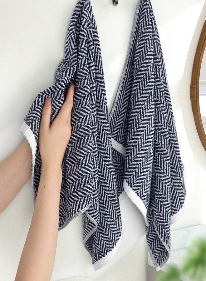 Cleanbear Hand Towels for Bathroom Set of 4 - Herringbone Stripes, 13 x 29 Inches, 3.5 oz per Towel, Light Blue, Highly Absorbent, Lightweight, Quick Drying - Image 4